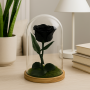 Mundo Eterno | Rosa Preservada Negra en Cúpula de Cristal | Rosa Eterna Natural 22x12 cm | Regalo Original