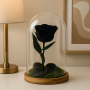 Mundo Eterno | Rosa Preservada Negra en Cúpula de Cristal | Rosa Eterna Natural 22x12 cm | Regalo Original