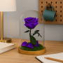 Mundo Eterno | Rosa Preservada Lila Oscuro en Cúpula de Cristal | Rosa Eterna Natural 22x12 cm | Regalo Original