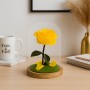 Mundo Eterno | Rosa Preservada Amarillo Eléctrico en Cúpula de Cristal | Rosa Eterna Natural 22x12 cm | Regalo Original
