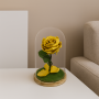 Mundo Eterno | Rosa Preservada Oro en Cúpula de Cristal | Rosa Eterna Natural 22x12 cm | Regalo Original