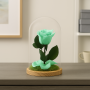 Mundo Eterno | Rosa Preservada Verde Menta en Cúpula de Cristal | Rosa Eterna Natural 22x12 cm | Regalo Original